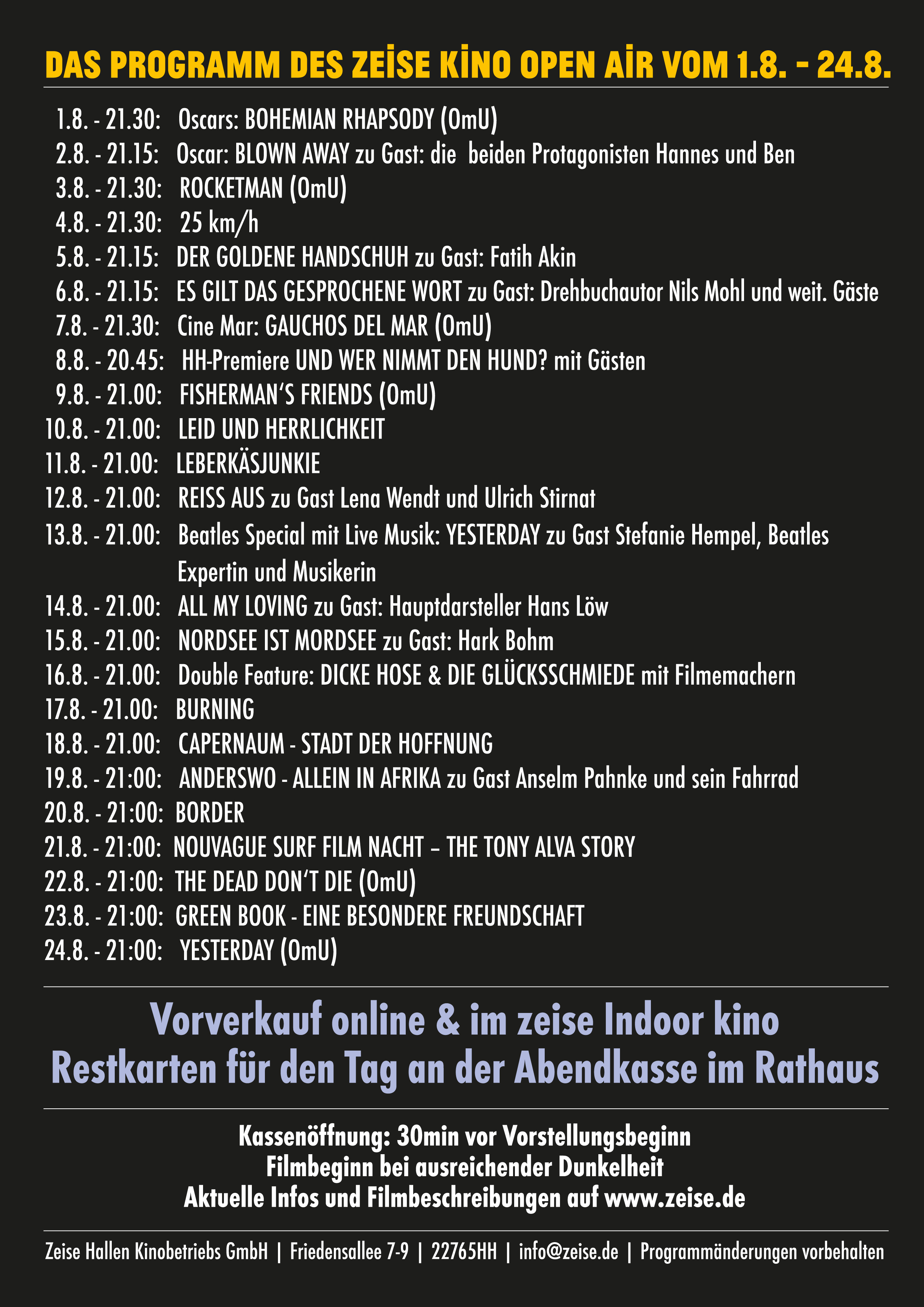 Programmübersicht Open Air August